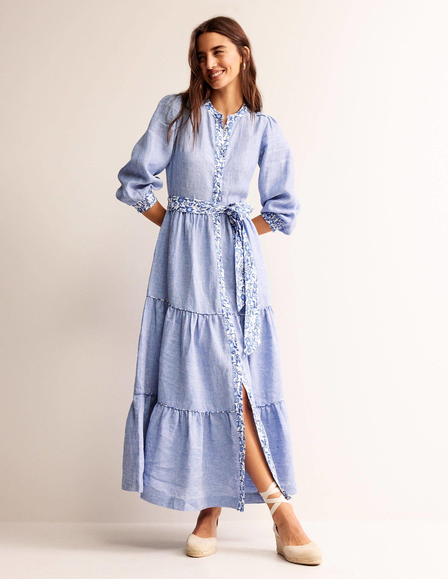 Alba Linen Maxi Dress-Chambray