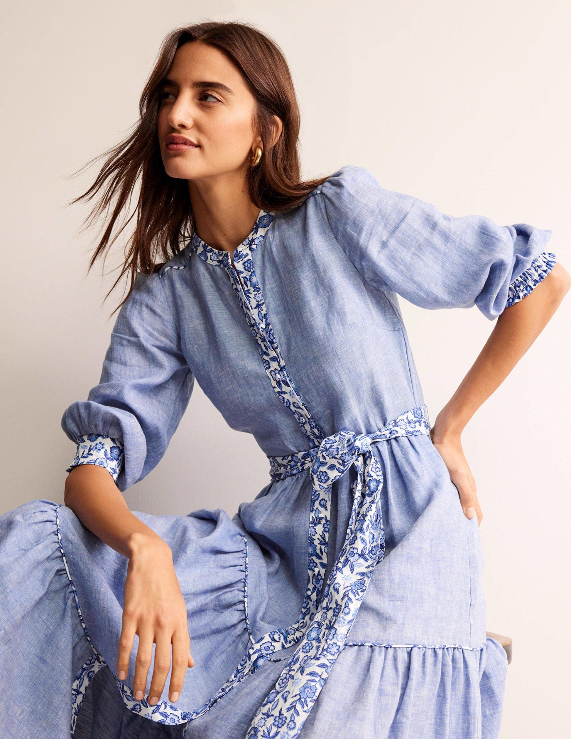 Alba Linen Maxi Dress-Chambray-5
