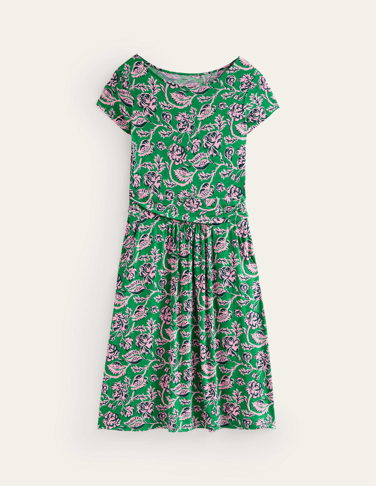 Amelie Jersey Dress-Green Tambourine, Rose Blush - Image 6