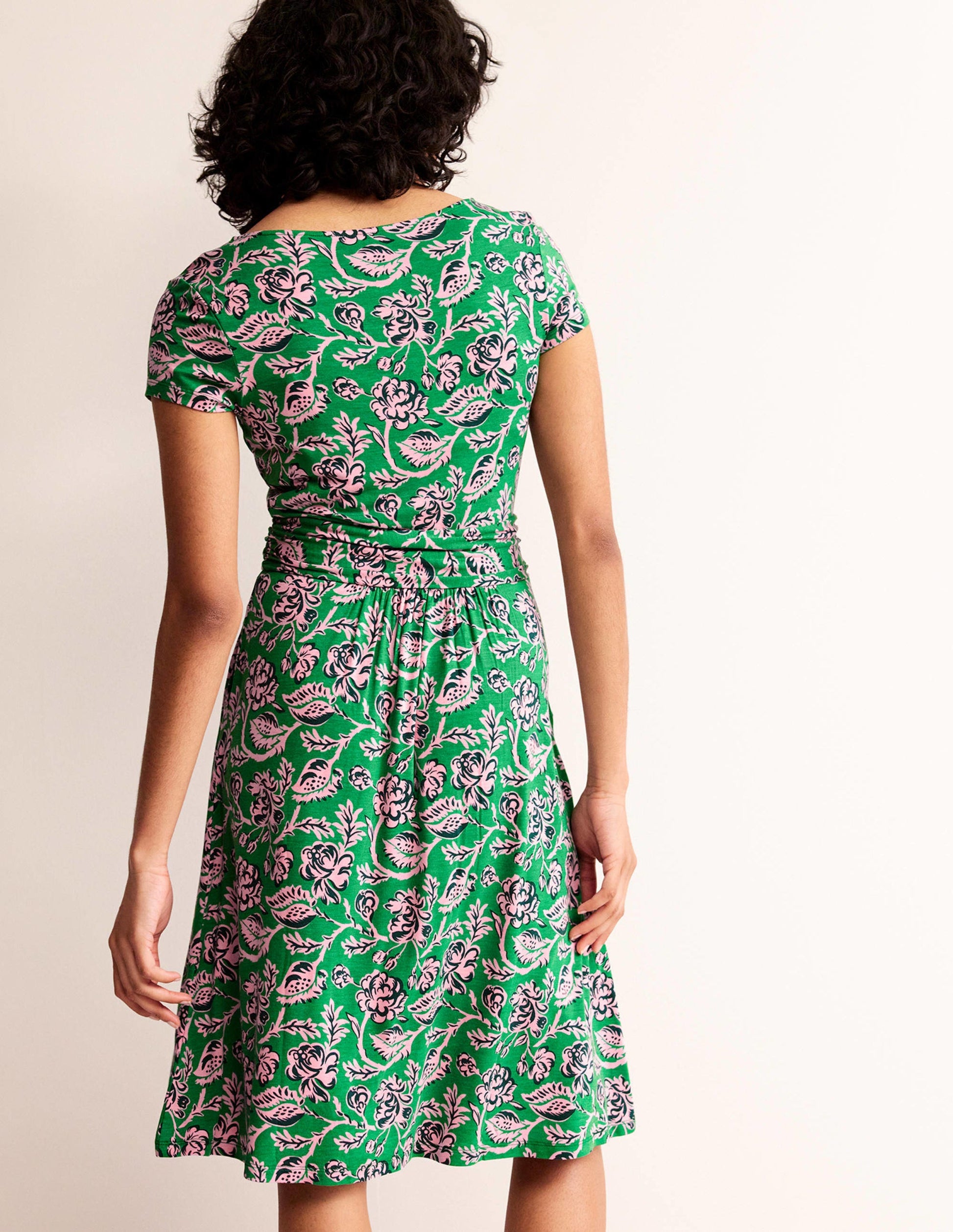 Amelie Jersey Dress-Green Tambourine, Rose Blush-4