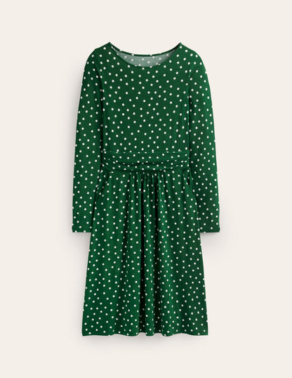 Abigail Jersey Dress-Amazon Green, Scattered Spot-5