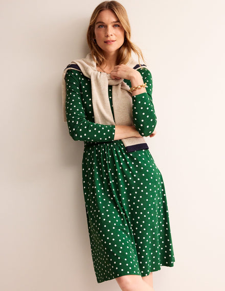 Abigail Jersey Dress-Amazon Green, Scattered Spot