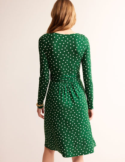 Abigail Jersey Dress-Amazon Green, Scattered Spot-3