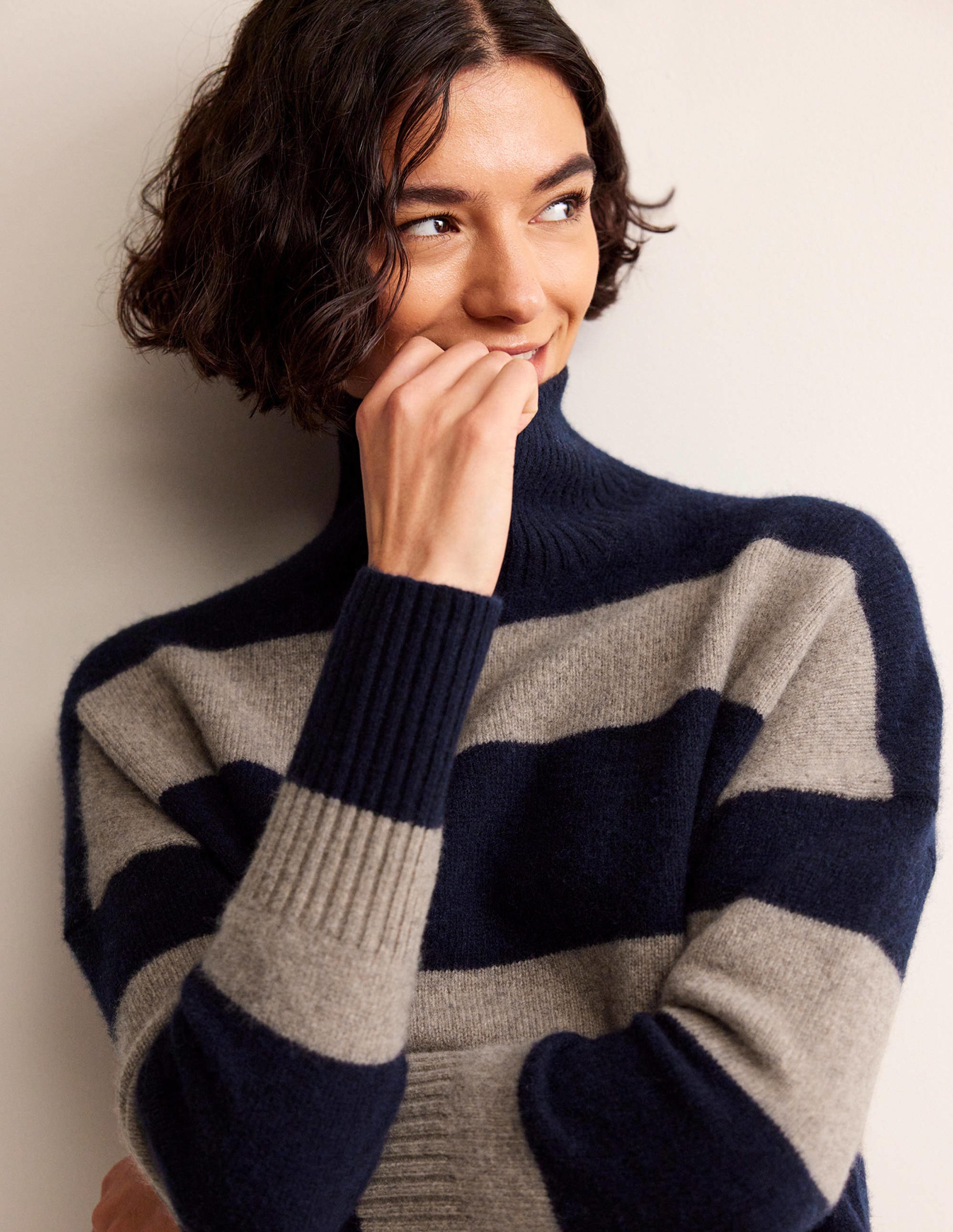 Jessica Oversized Jumper-Navy and Chinchilla Melange - Image 1