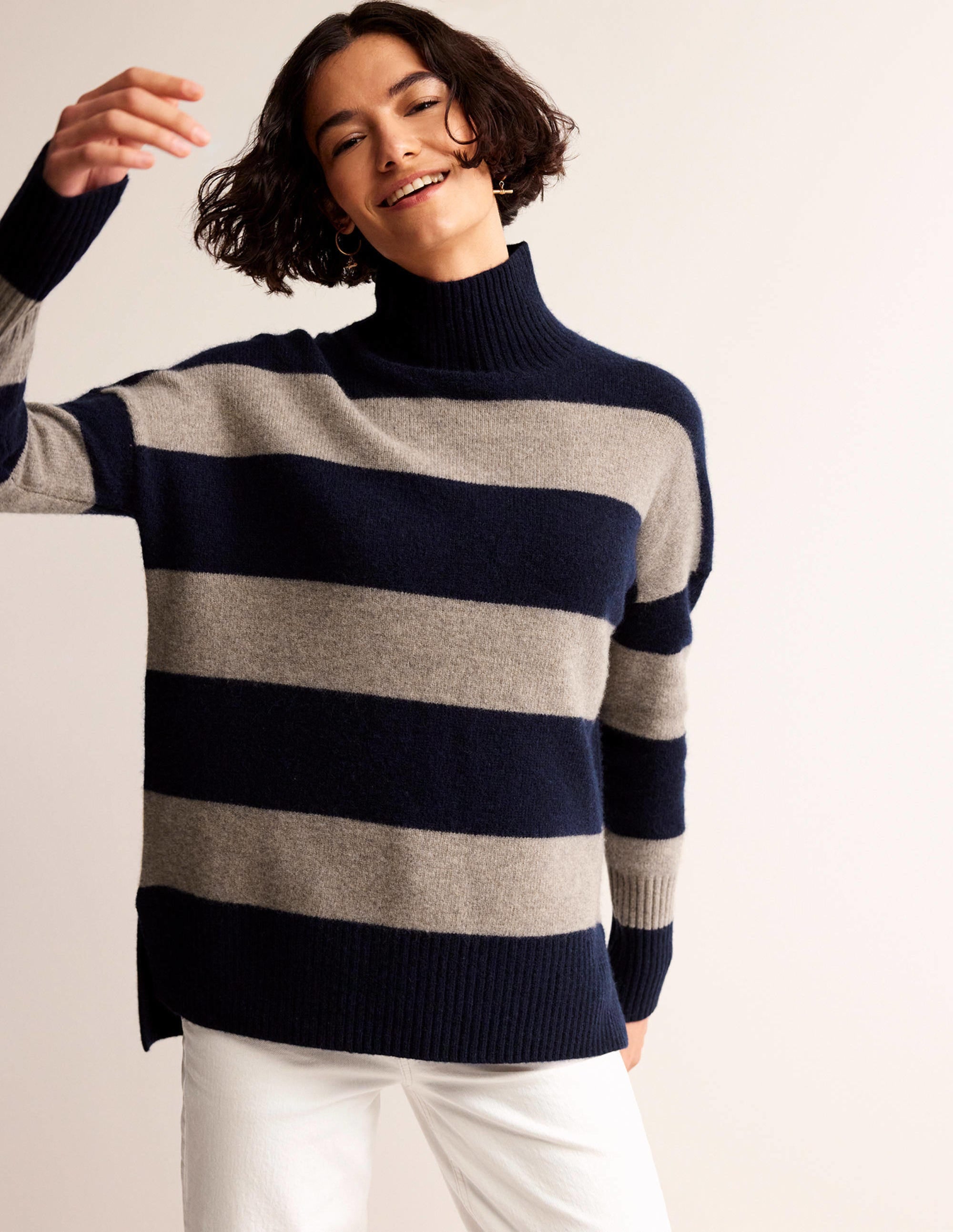 Jessica Oversized Jumper-Navy and Chinchilla Melange - Image 2