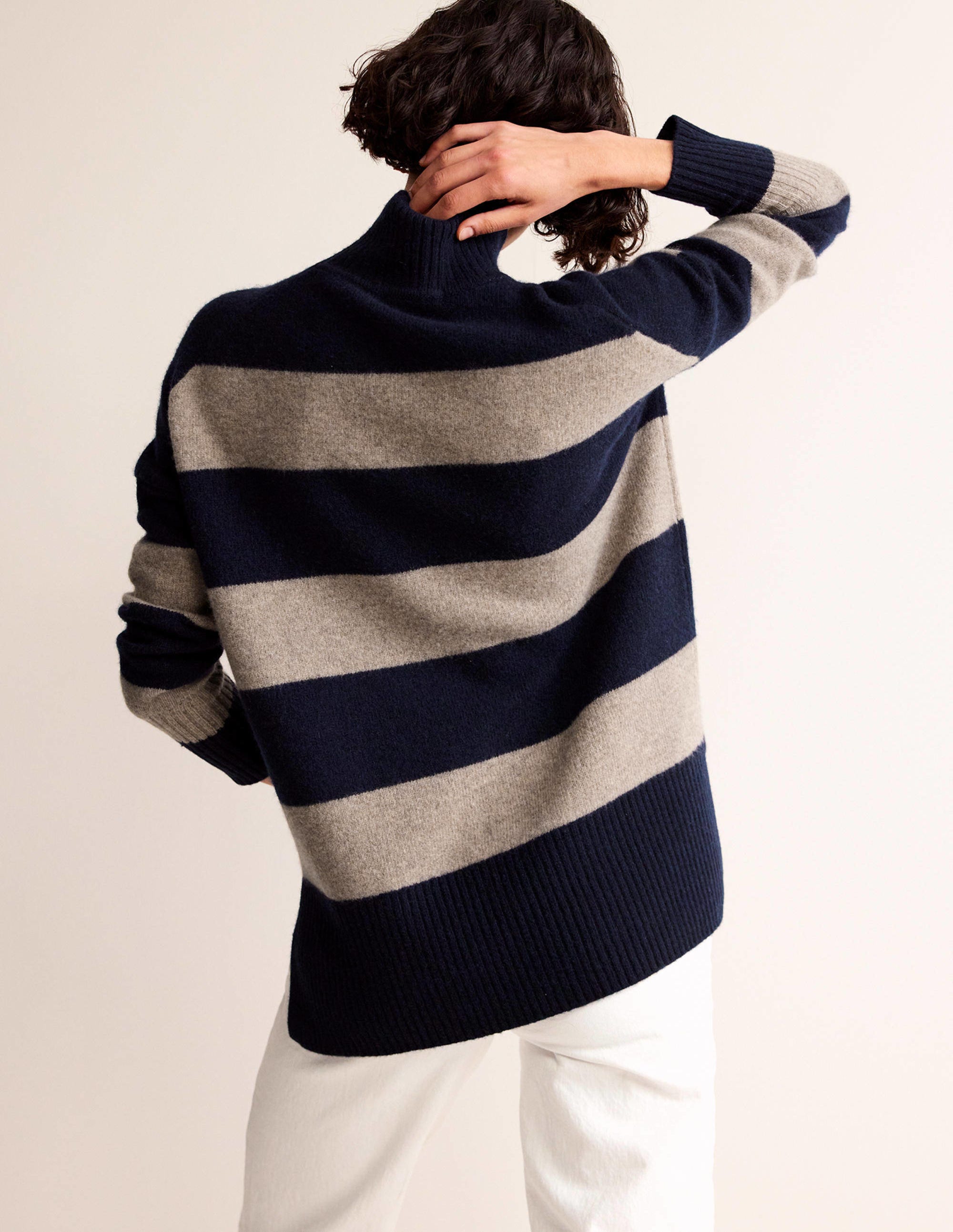 Jessica Oversized Jumper-Navy and Chinchilla Melange - Image 3
