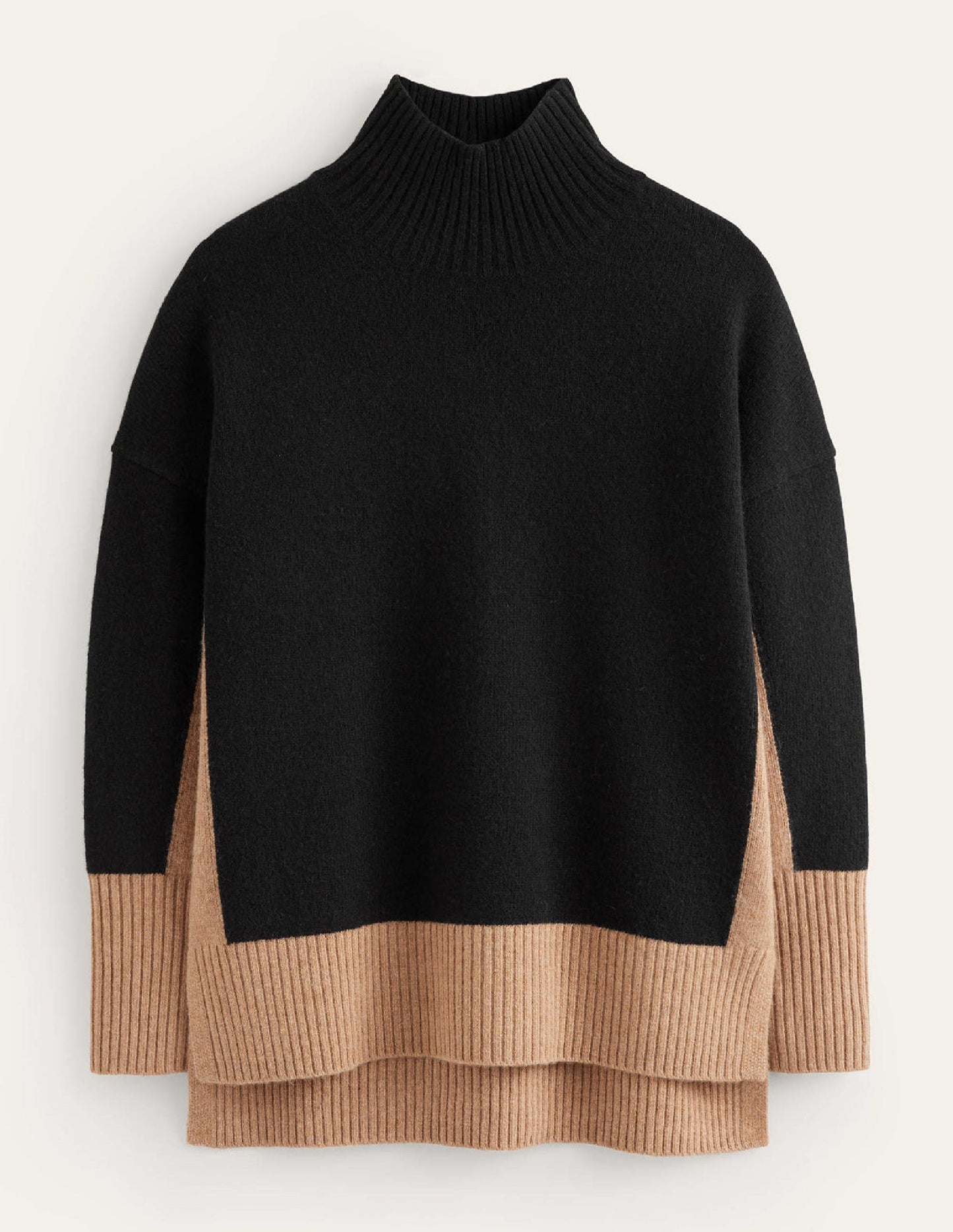 Jessica Oversized Jumper-Black, Camel Colour Block
