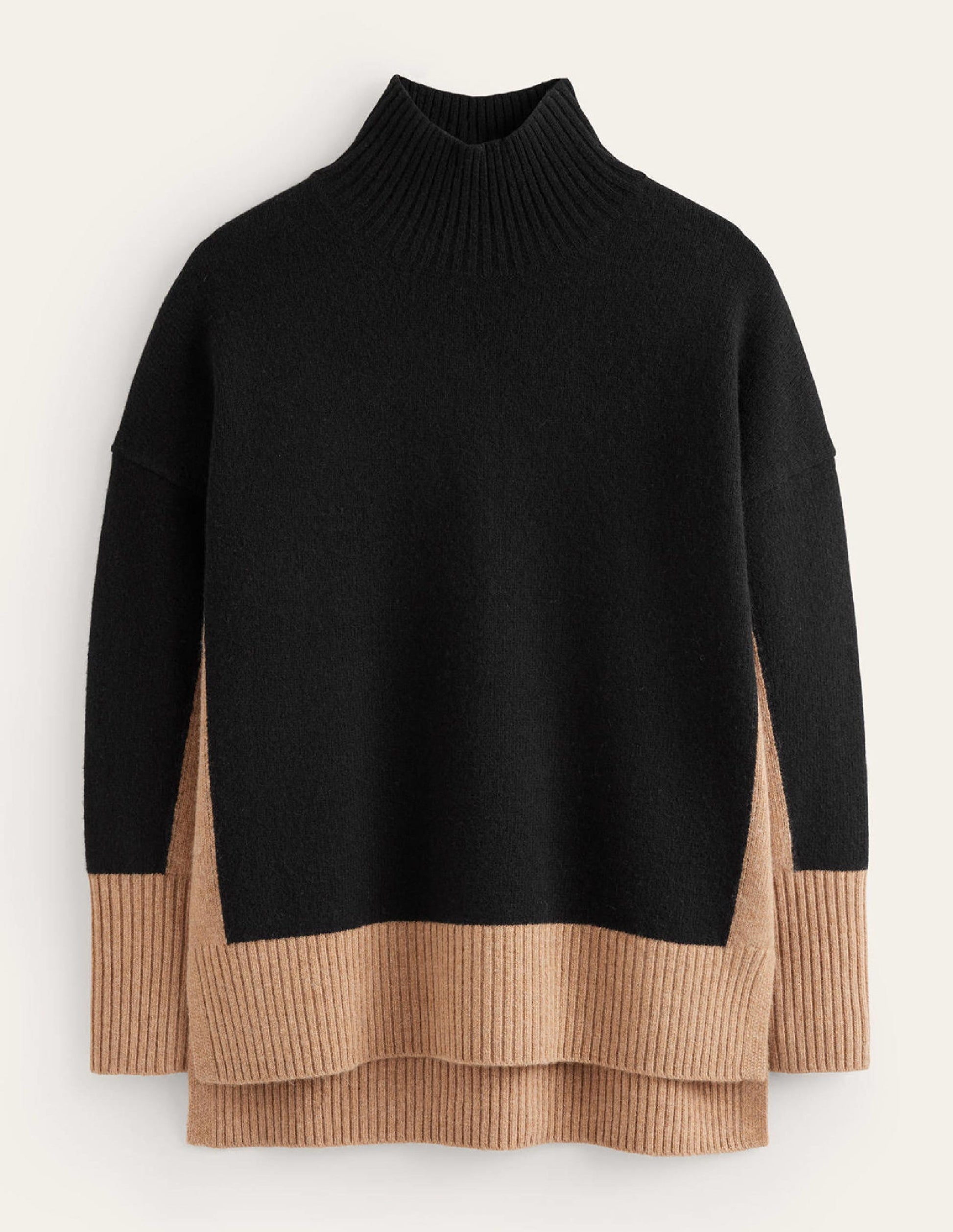 Jessica Oversized Jumper-Black, Camel Colour Block-5