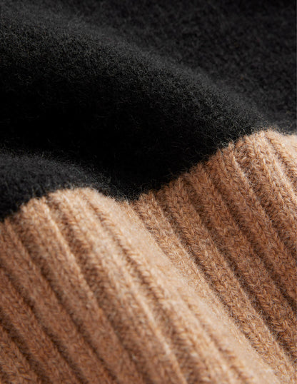 Jessica Oversized Jumper-Black, Camel Colour Block-6