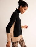Jessica Oversized Jumper-Black, Camel Colour Block