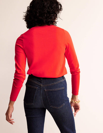 Catriona Cotton V-Neck Jumper-Poppy Red-4