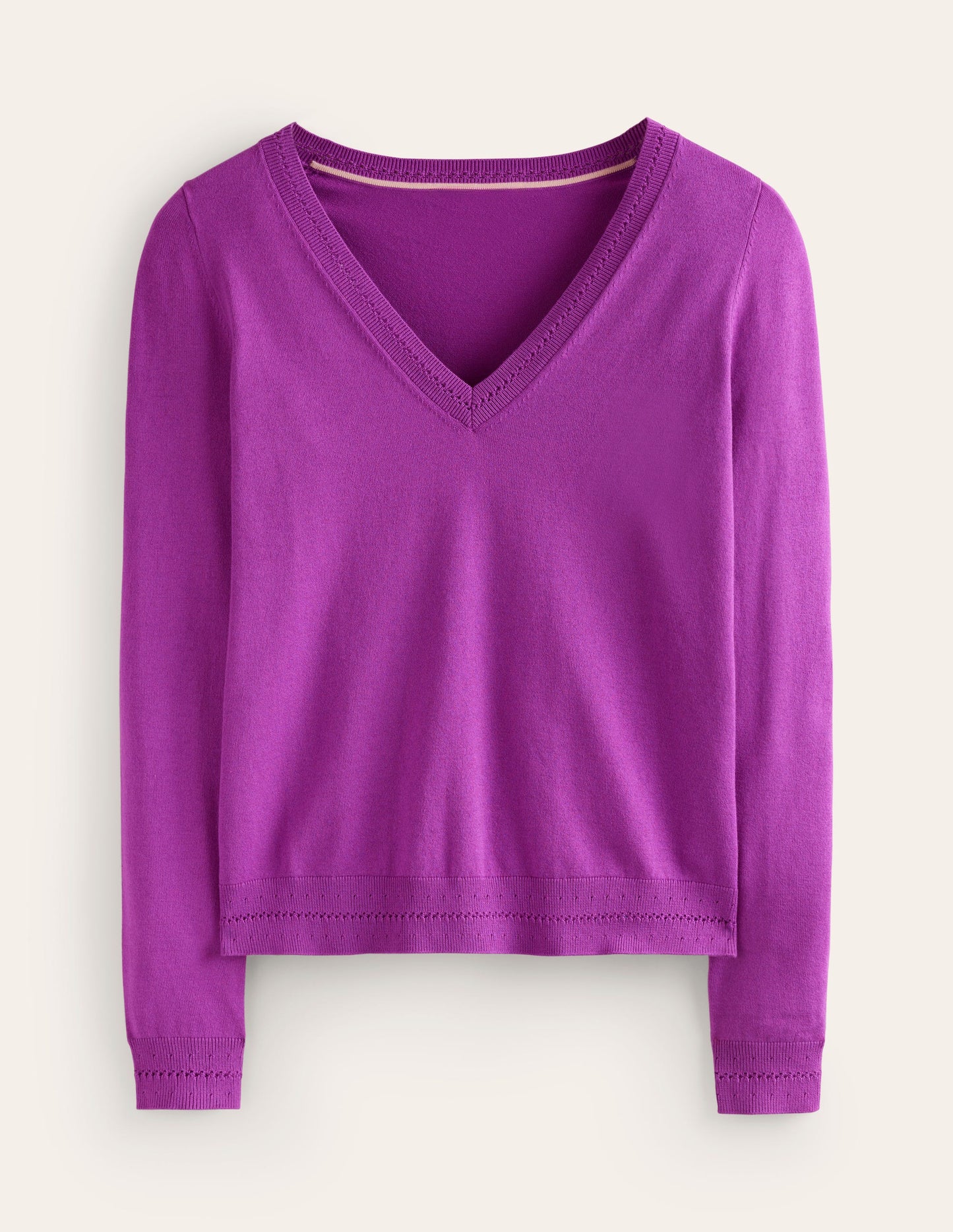 Catriona Cotton V-Neck Jumper-Jewel Purple