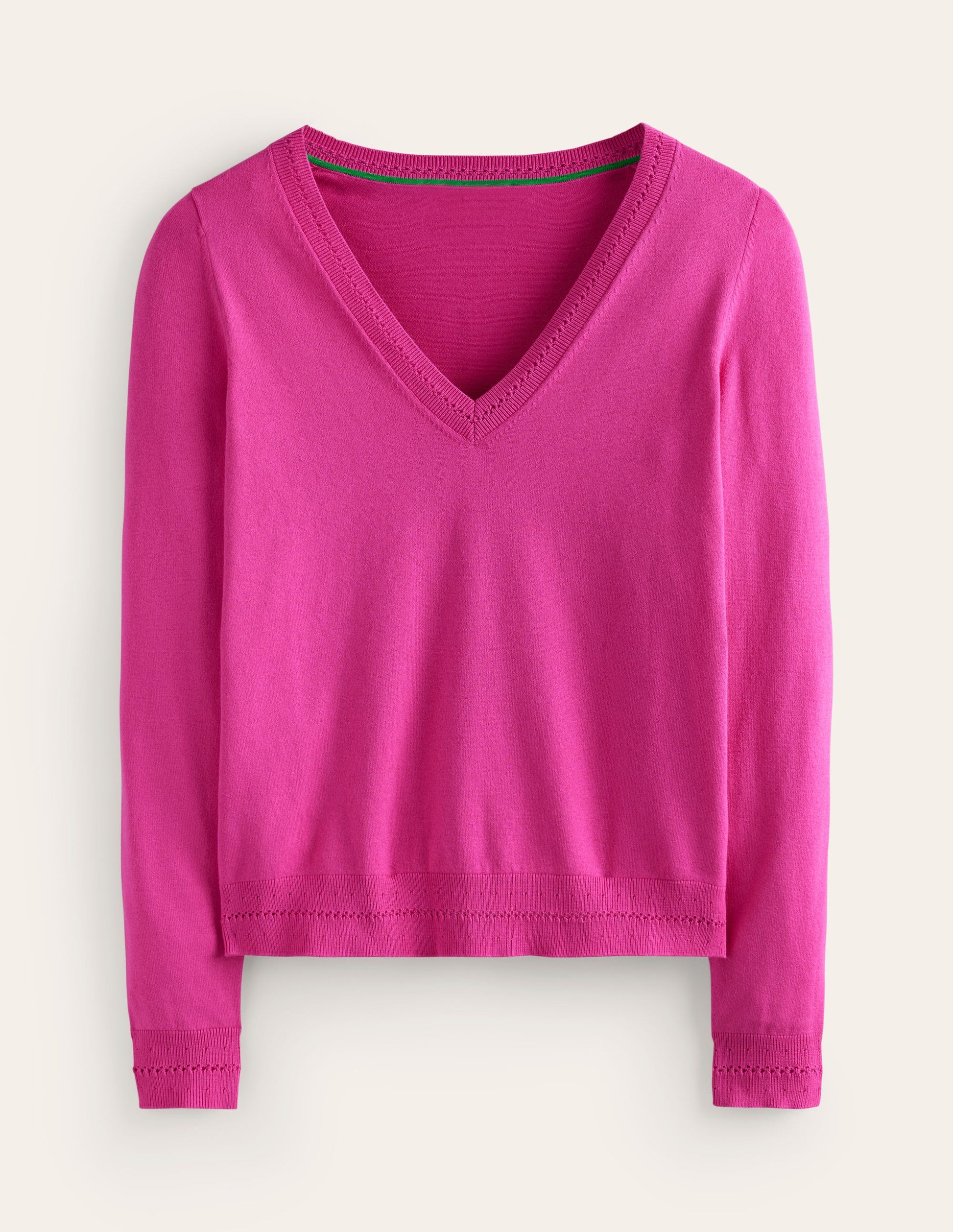 Catriona Cotton V-Neck Jumper-Cosmos Pink-5