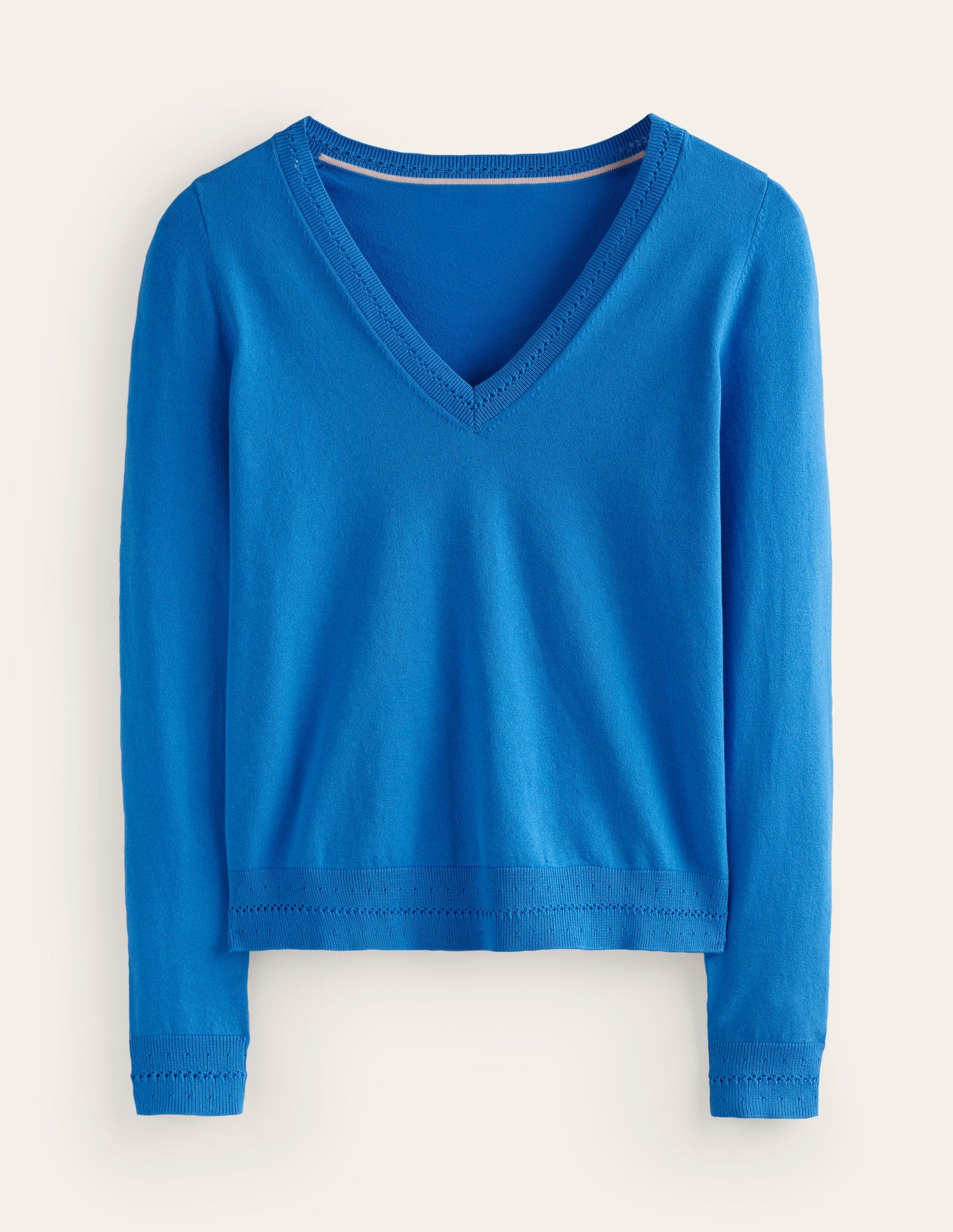 Catriona Cotton V-Neck Jumper-Brilliant Blue