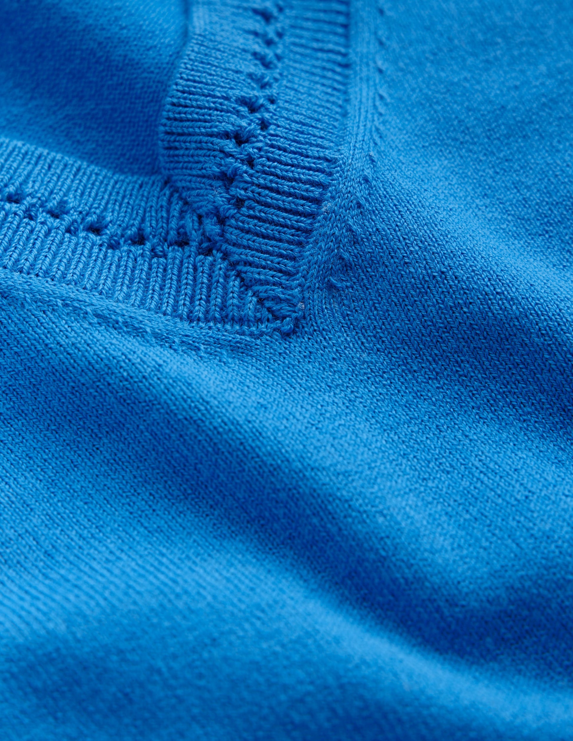 Catriona Cotton V-Neck Jumper-Brilliant Blue-6