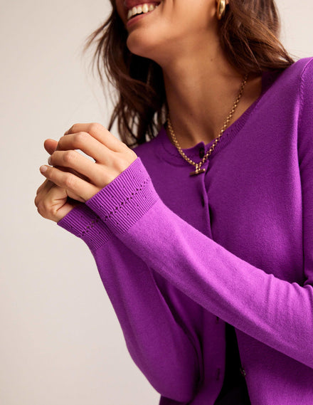 Catriona Cotton Cardigan-Jewel Purple