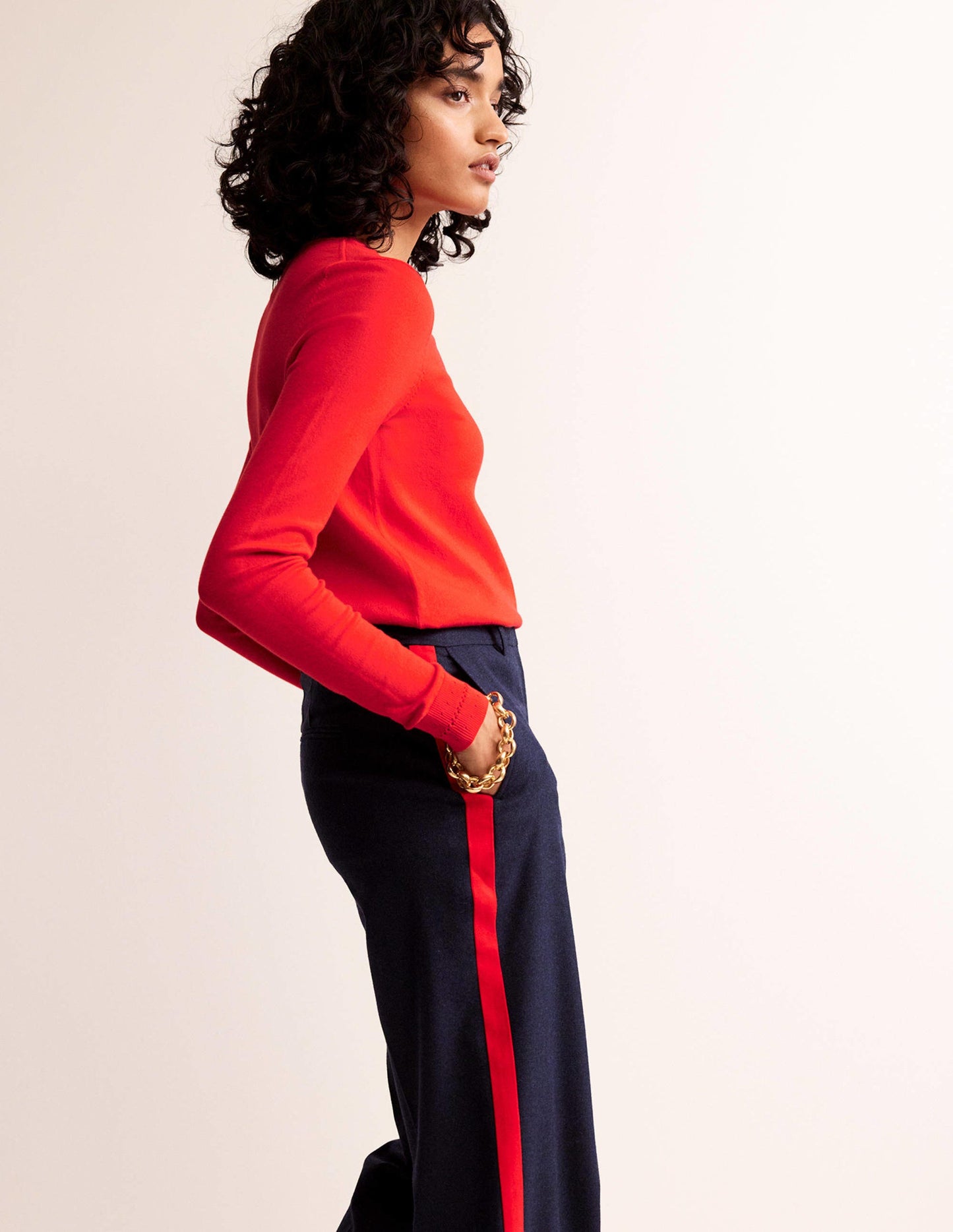 Catriona Cotton Crew Jumper-Flamenco Red
