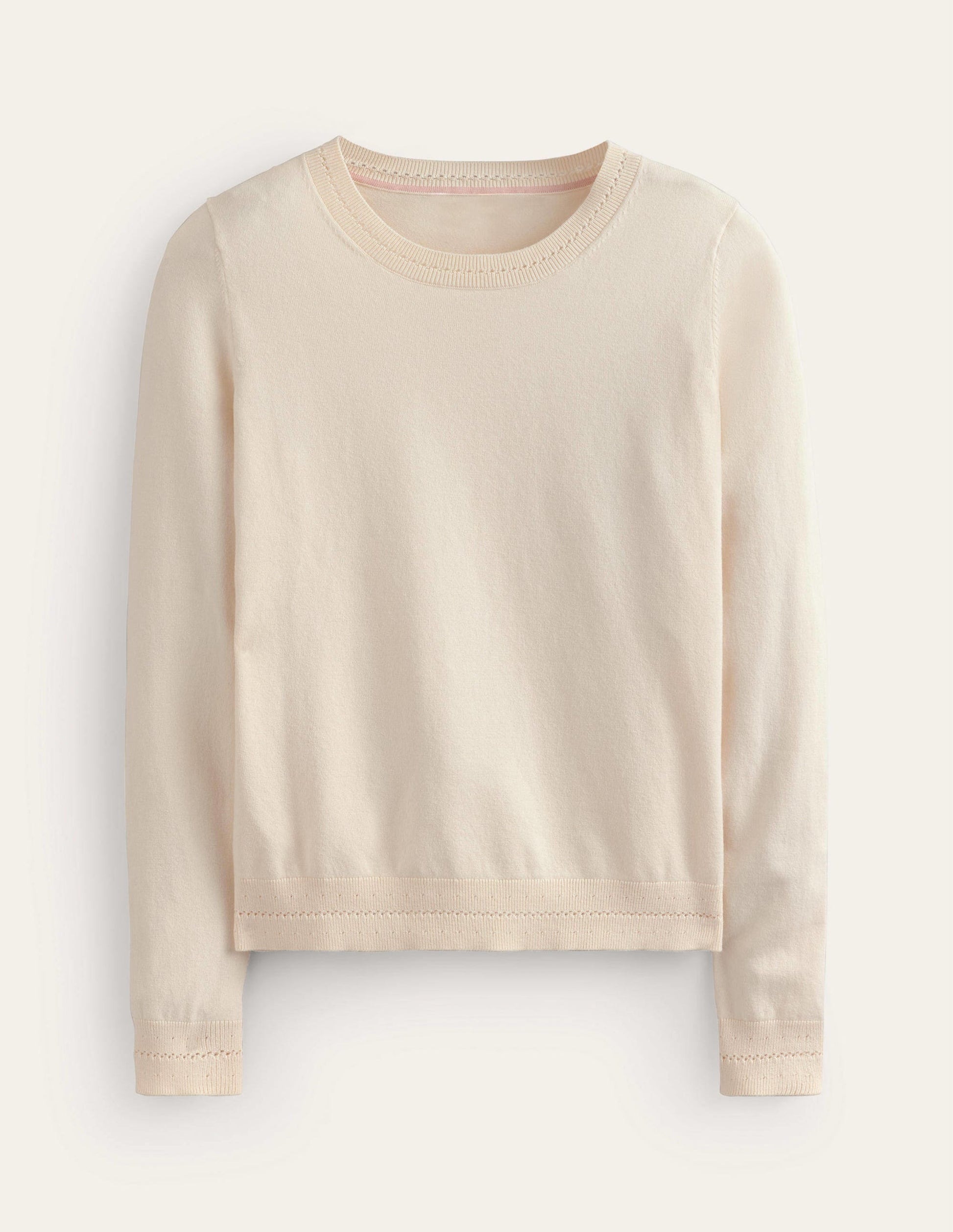 Catriona Cotton Crew Jumper-Warm Ivory-5