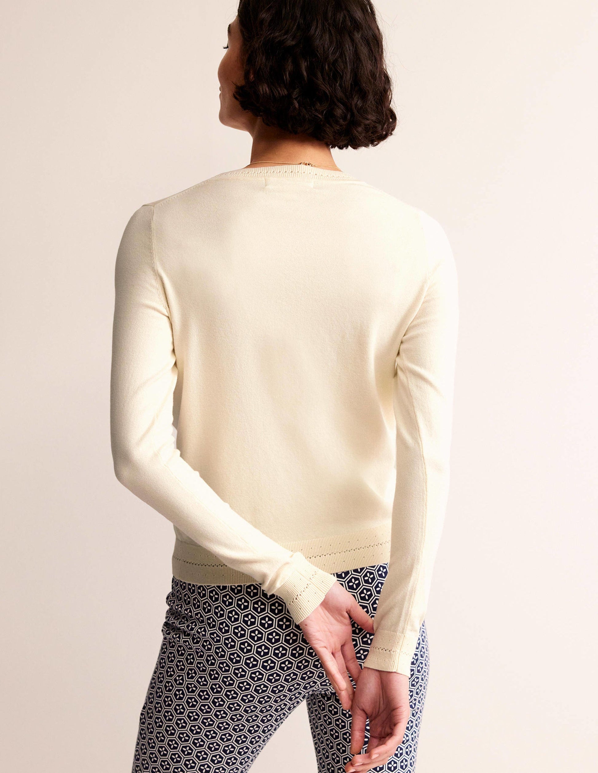 Catriona Cotton Crew Jumper-Warm Ivory-3