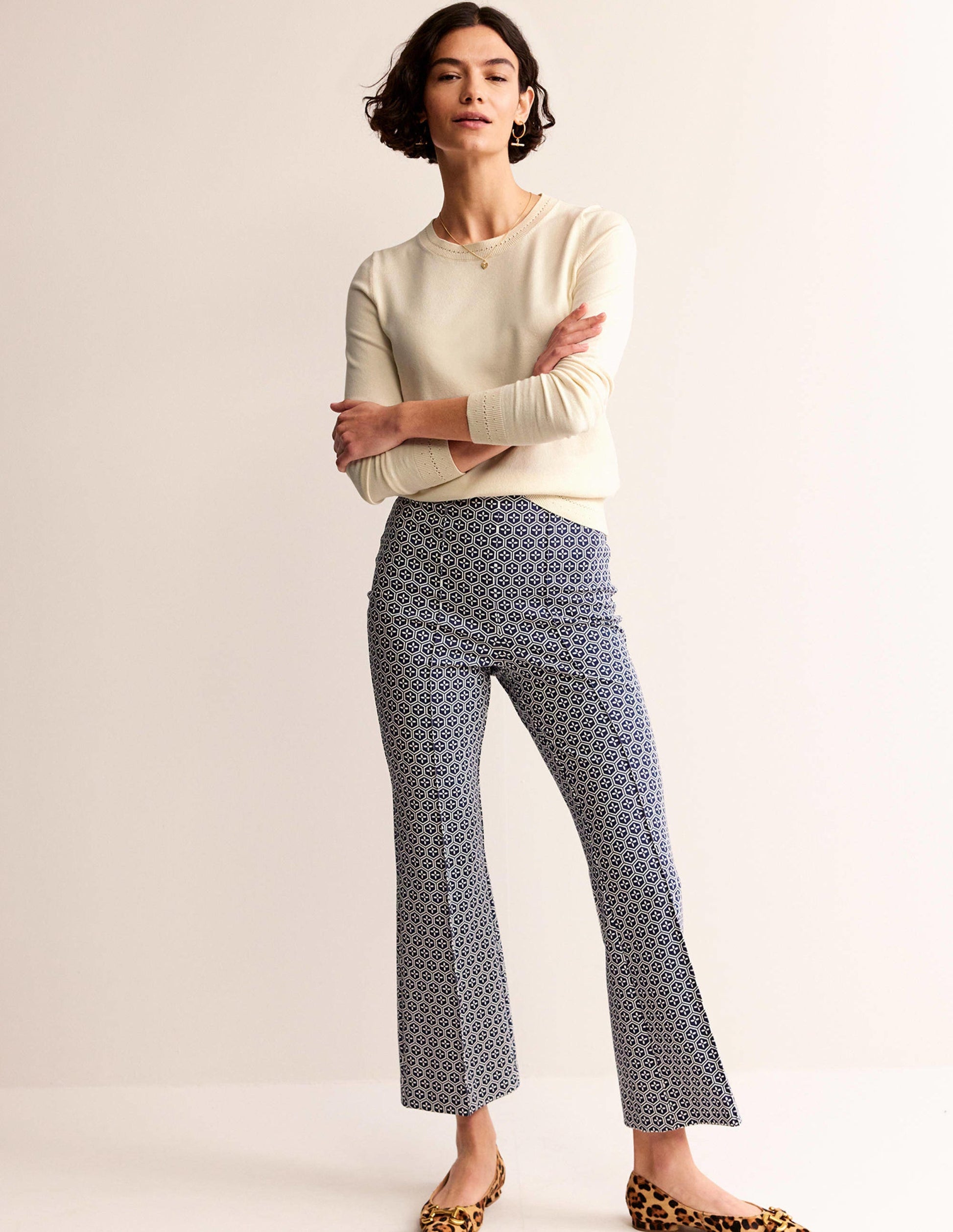 Catriona Cotton Crew Jumper-Warm Ivory-4