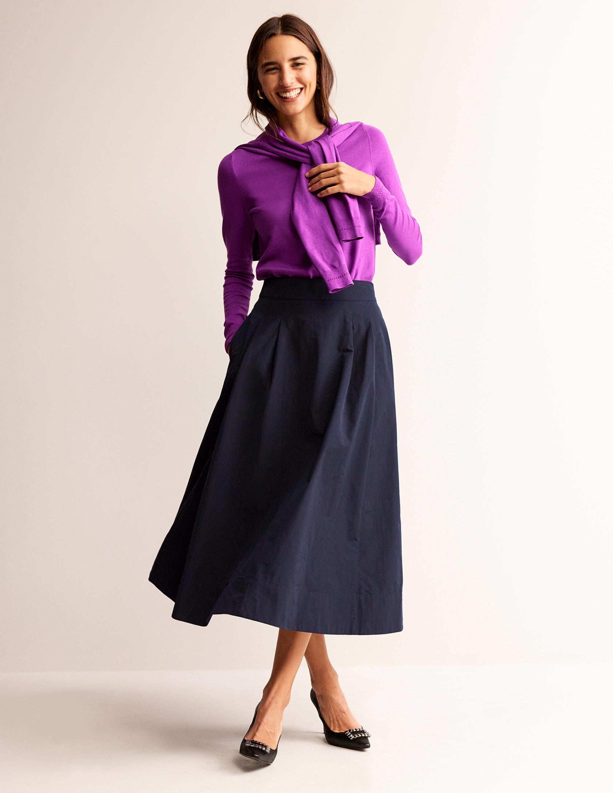 Catriona Cotton Crew Jumper-Jewel Purple - Image 4