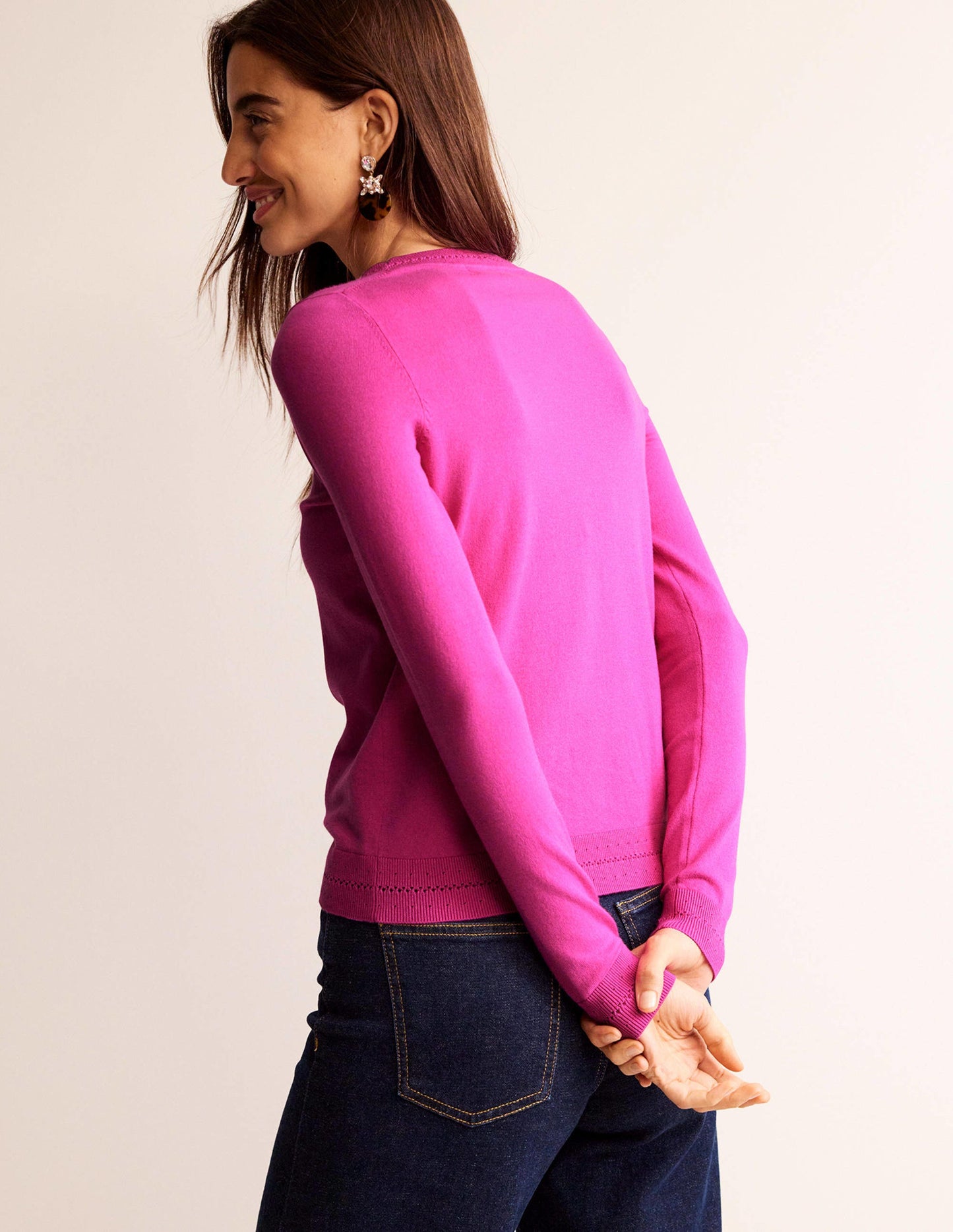 Catriona Cotton Crew Jumper-Cosmos Pink