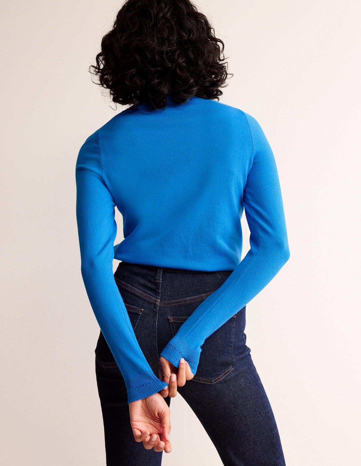 Catriona Cotton Crew Jumper-Bright Cyan Blue