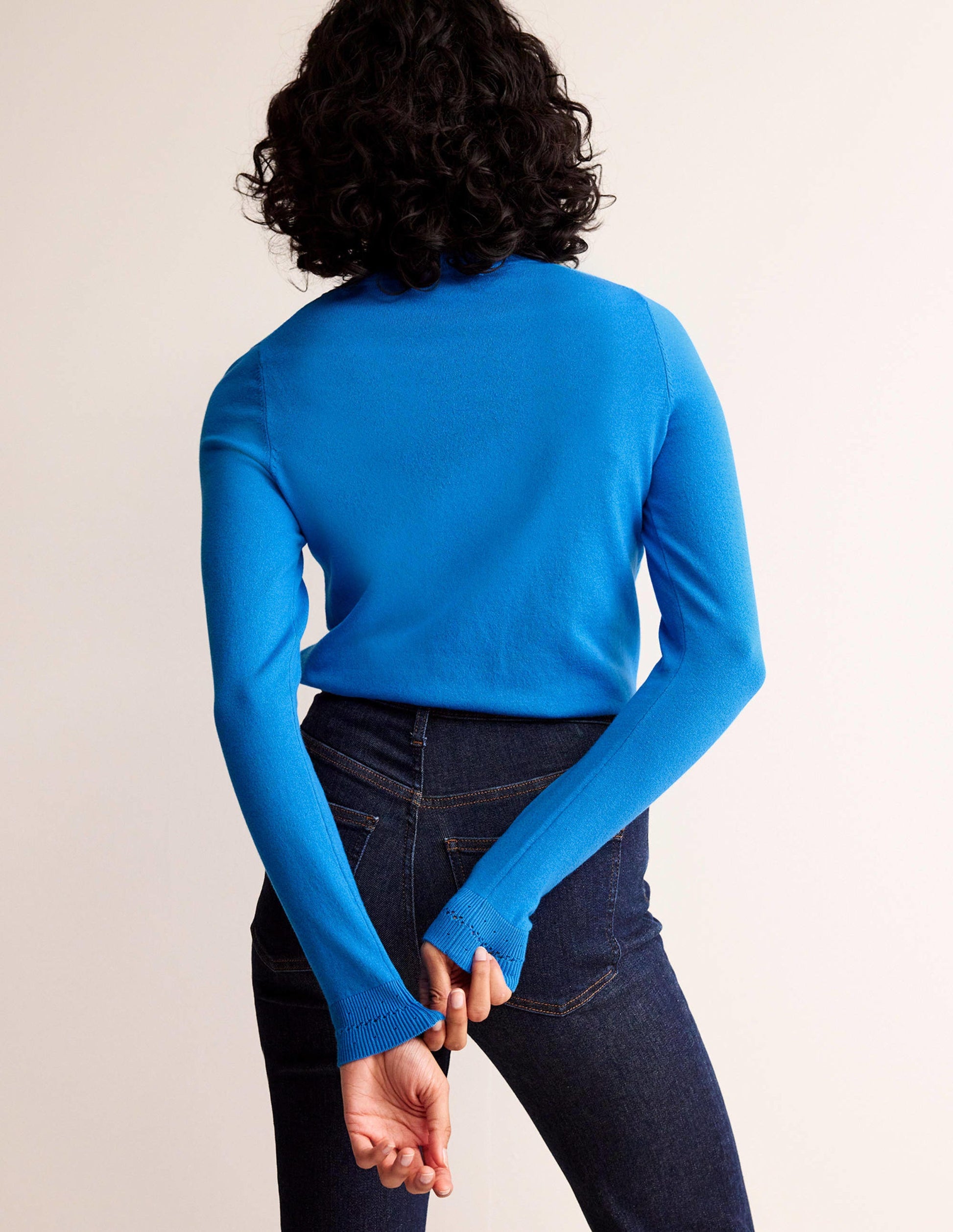 Catriona Cotton Crew Jumper-Bright Cyan Blue-4