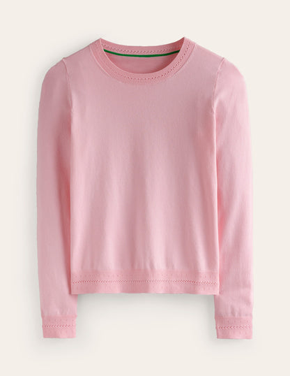 Catriona Cotton Crew Jumper-Spring Blossom Pink