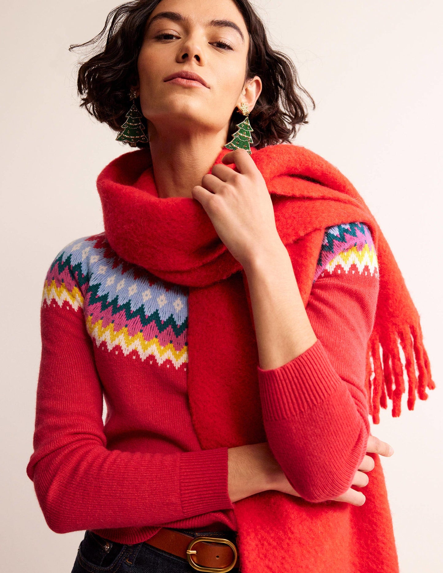 Edie Fair Isle Jumper-Poppy Red