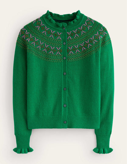 Embellished Yoke Cardigan-Veridian Green-6
