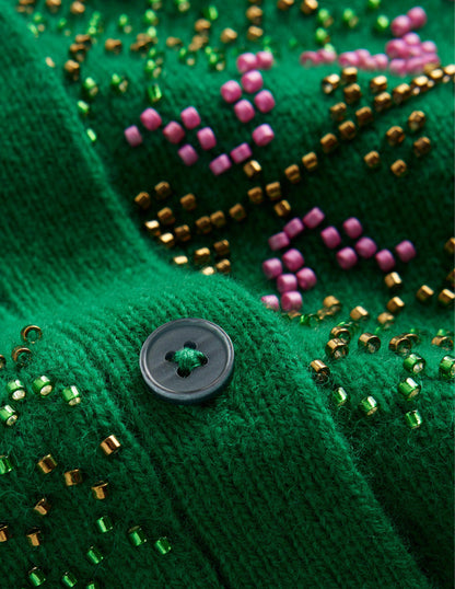 Embellished Yoke Cardigan-Veridian Green-7
