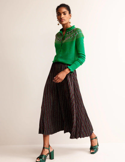 Embellished Yoke Cardigan-Veridian Green-4
