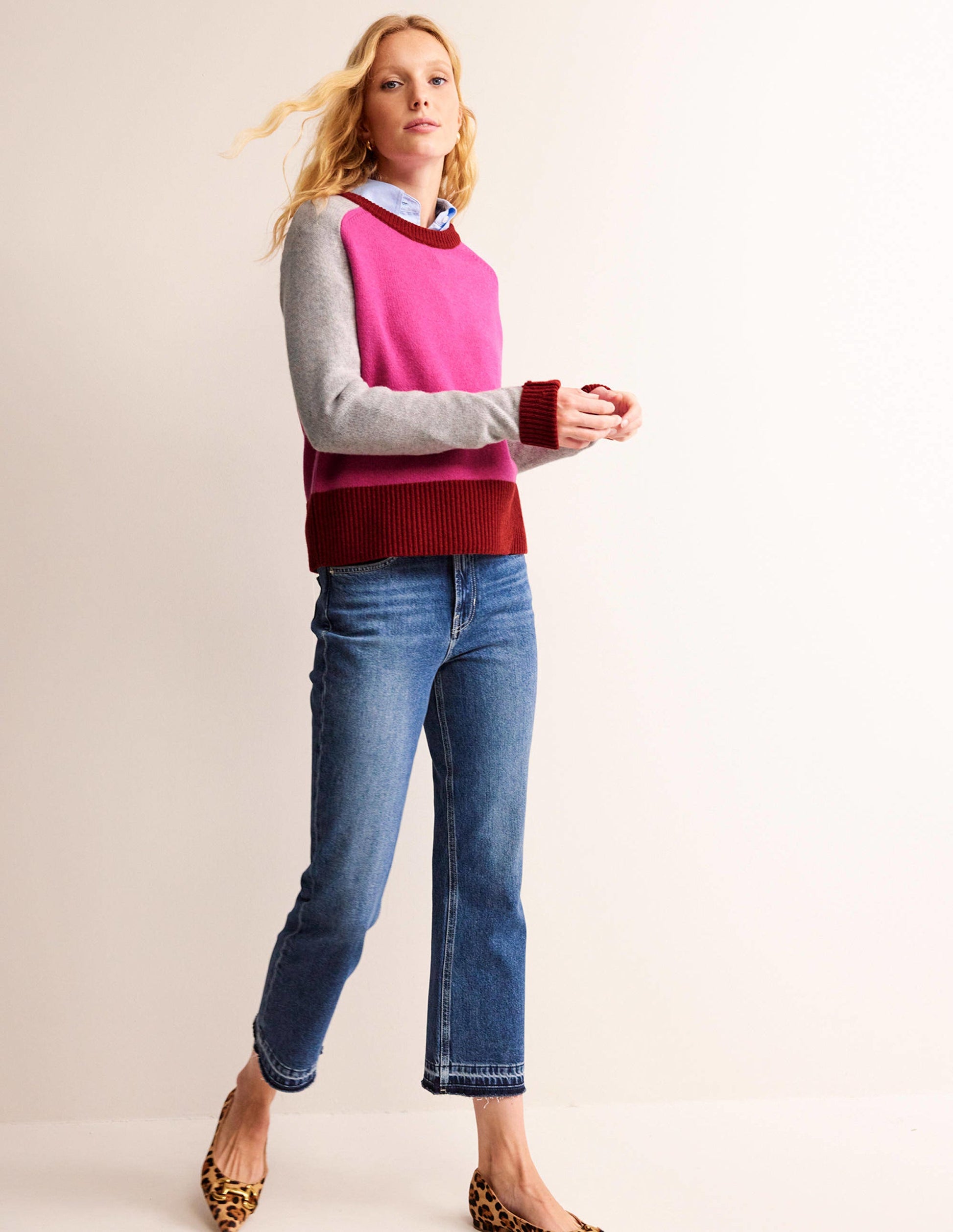 Olivia Merino Jumper-Amaranth, Fireglow Colourblock-4