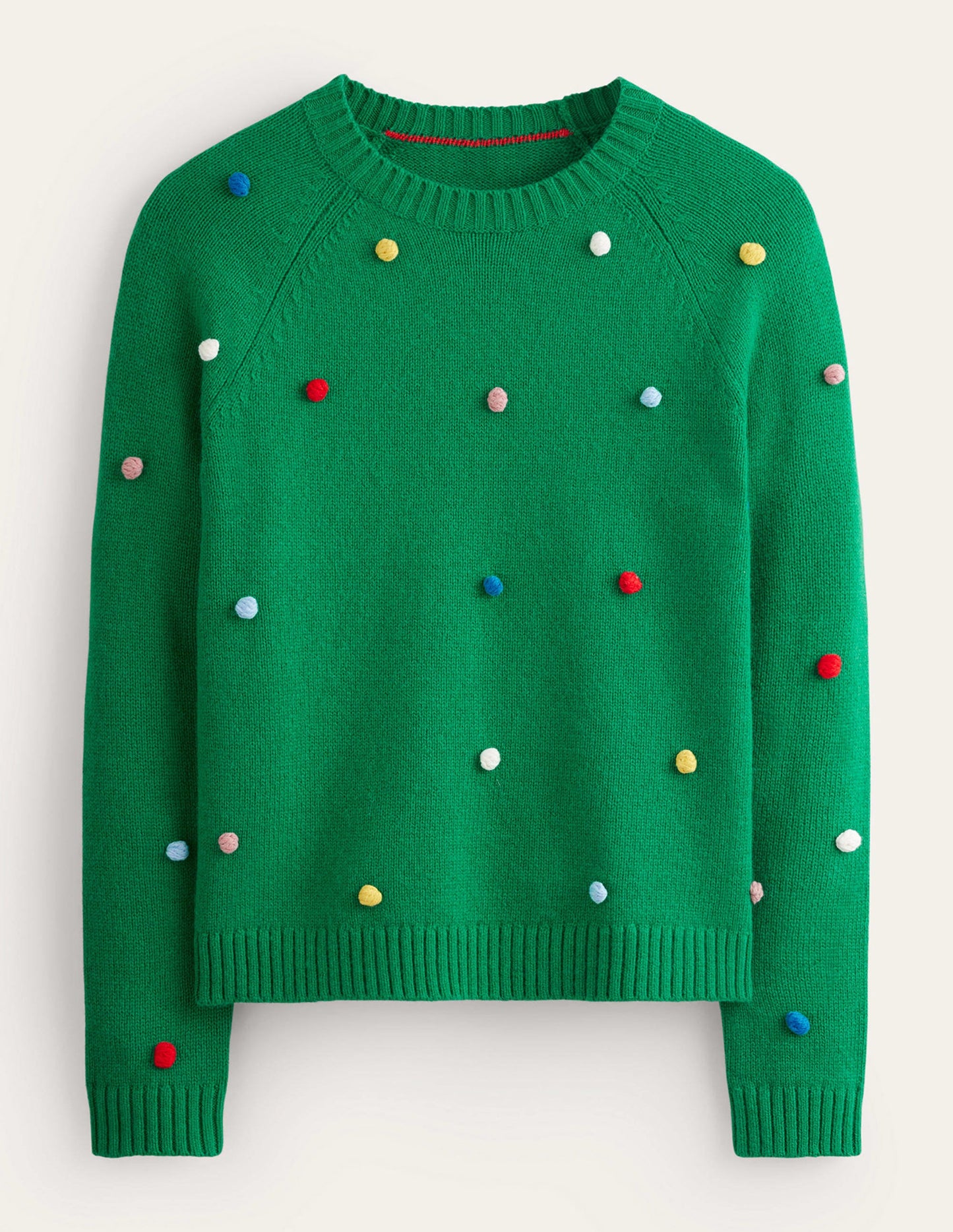 Christmas Pompom Jumper-Veridian Green