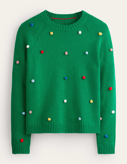 Christmas Pompom Jumper-Veridian Green-8