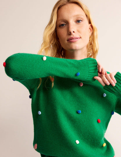 Christmas Pompom Jumper-Veridian Green-1