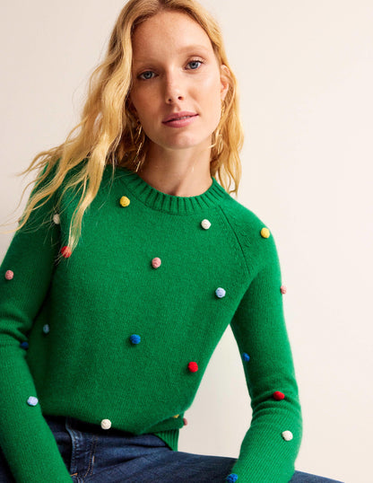Christmas Pompom Jumper-Veridian Green-2