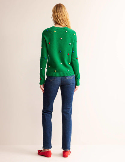 Christmas Pompom Jumper-Veridian Green-6