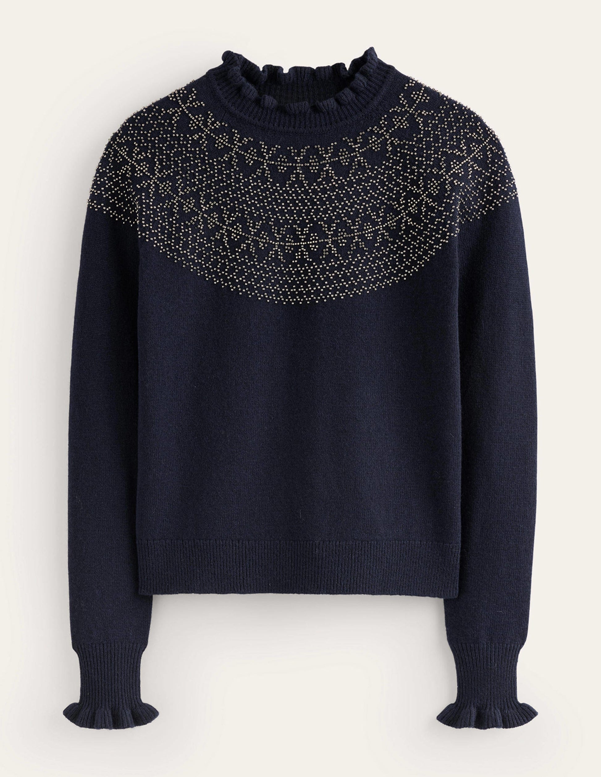 Embellished Yoke Jumper-Navy-6