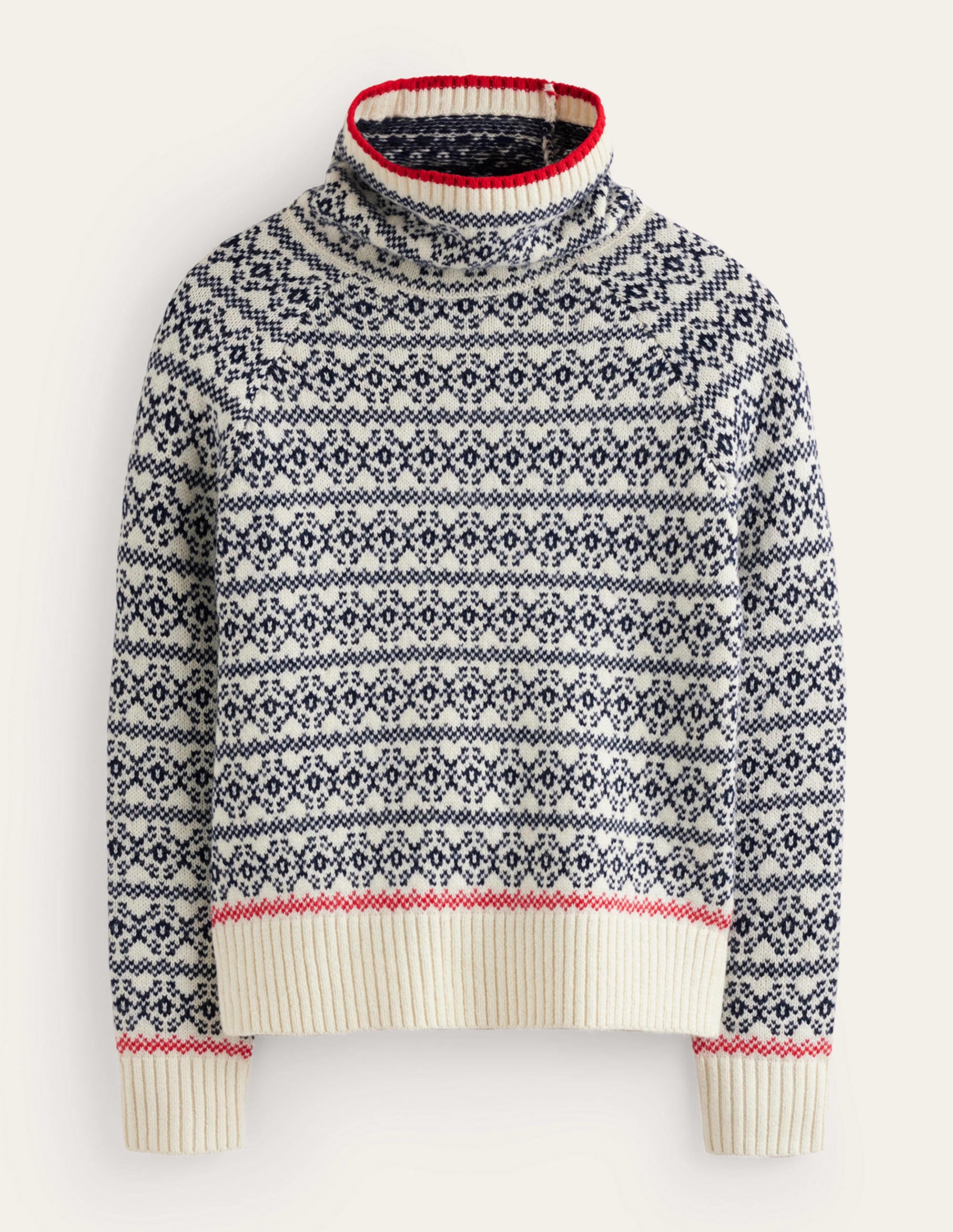 Chunky Fair Isle Jumper-Navy and Warm Ivory Fair Isle - Image 6