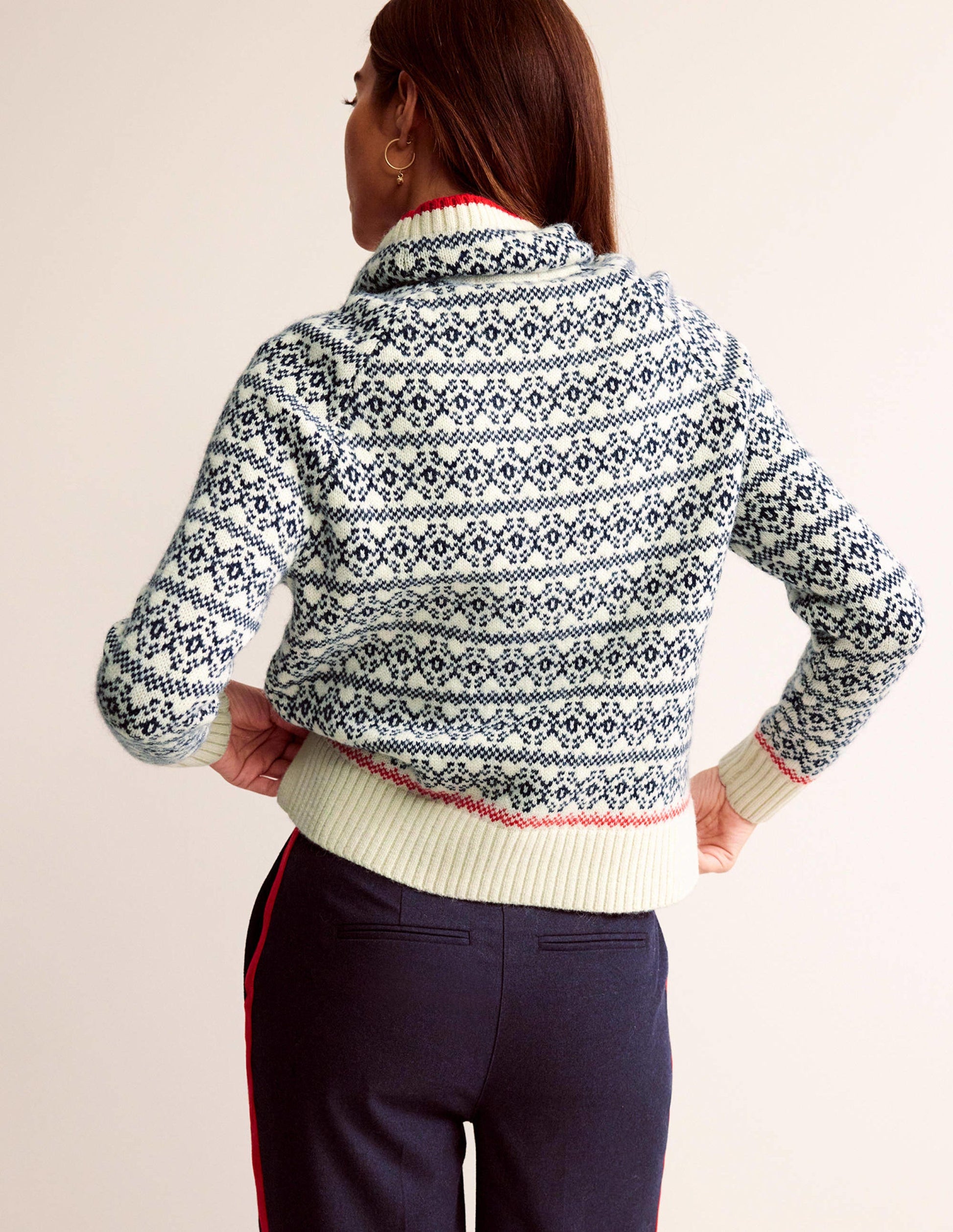 Chunky Fair Isle Jumper-Navy and Warm Ivory Fair Isle-3
