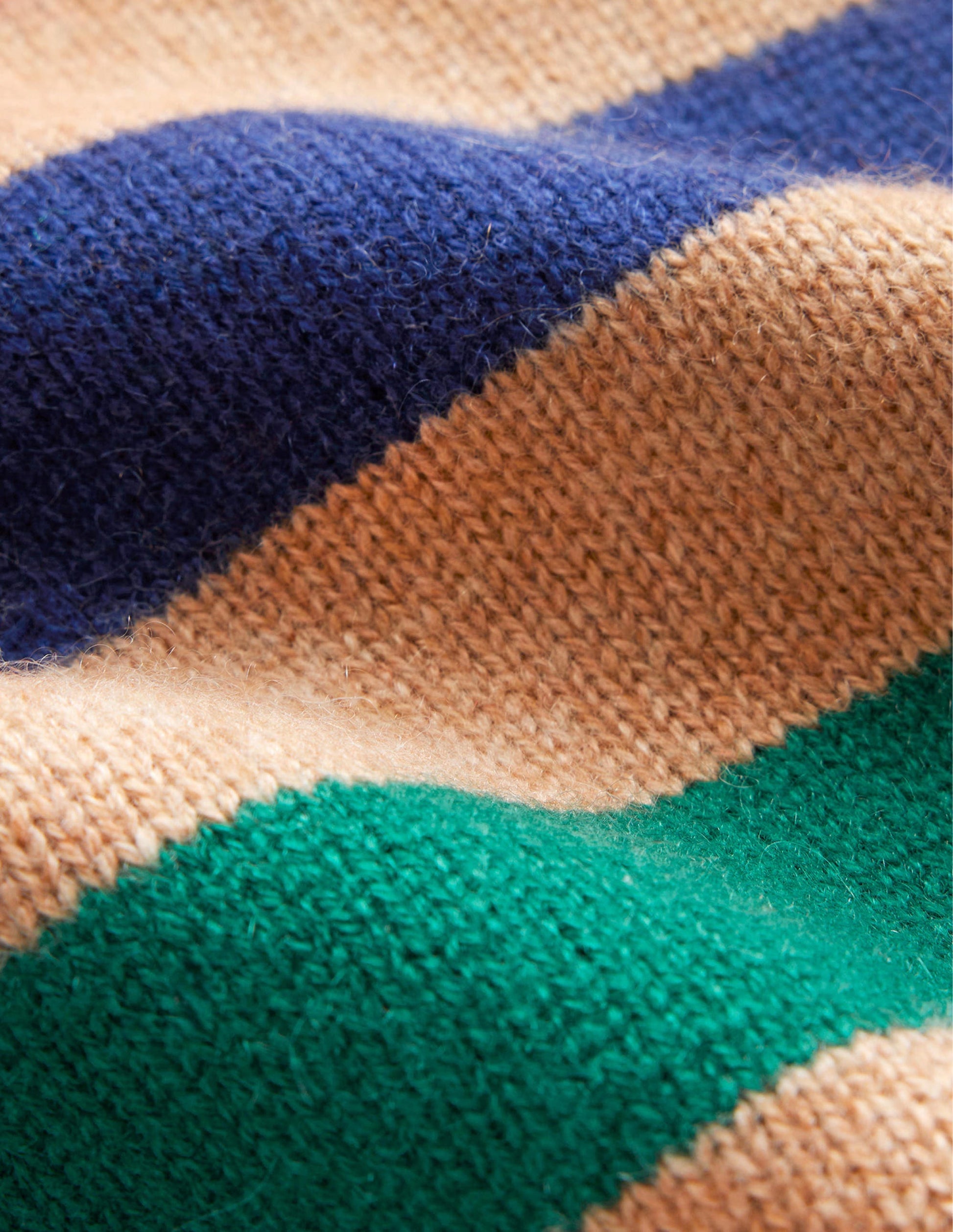 Roll Neck Cashmere Jumper-Camel and Red Stripe-6