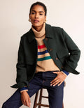 Roll Neck Cashmere Jumper-Camel and Red Stripe