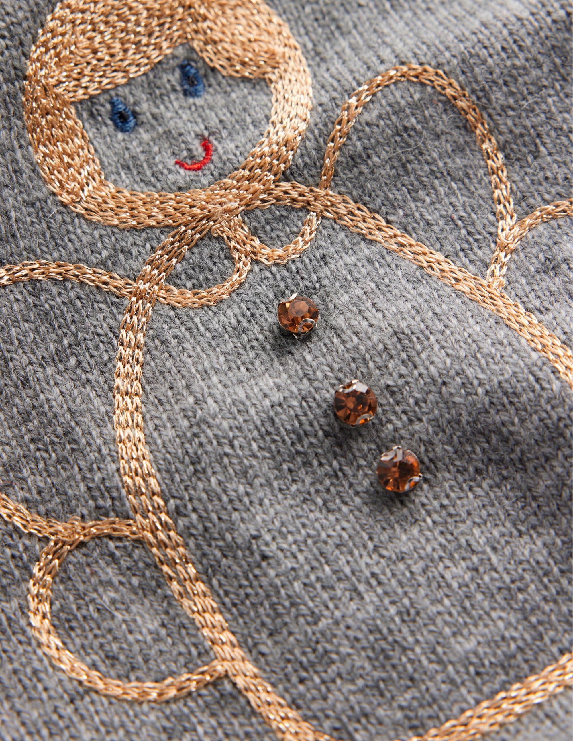 Festive Embroidered Jumper-Grey Melange, Angel - Image 6