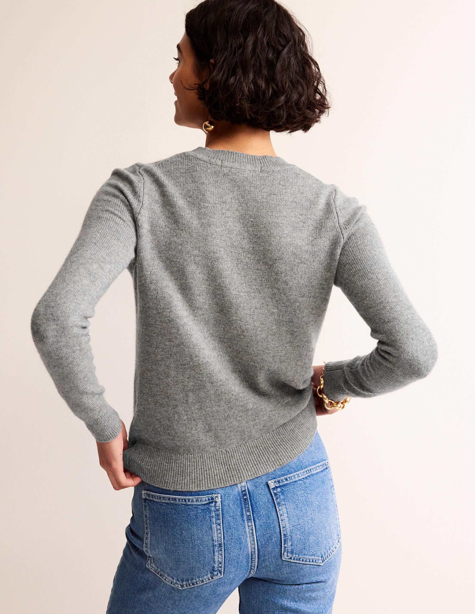 Festive Embroidered Jumper-Grey Melange, Angel - Image 3