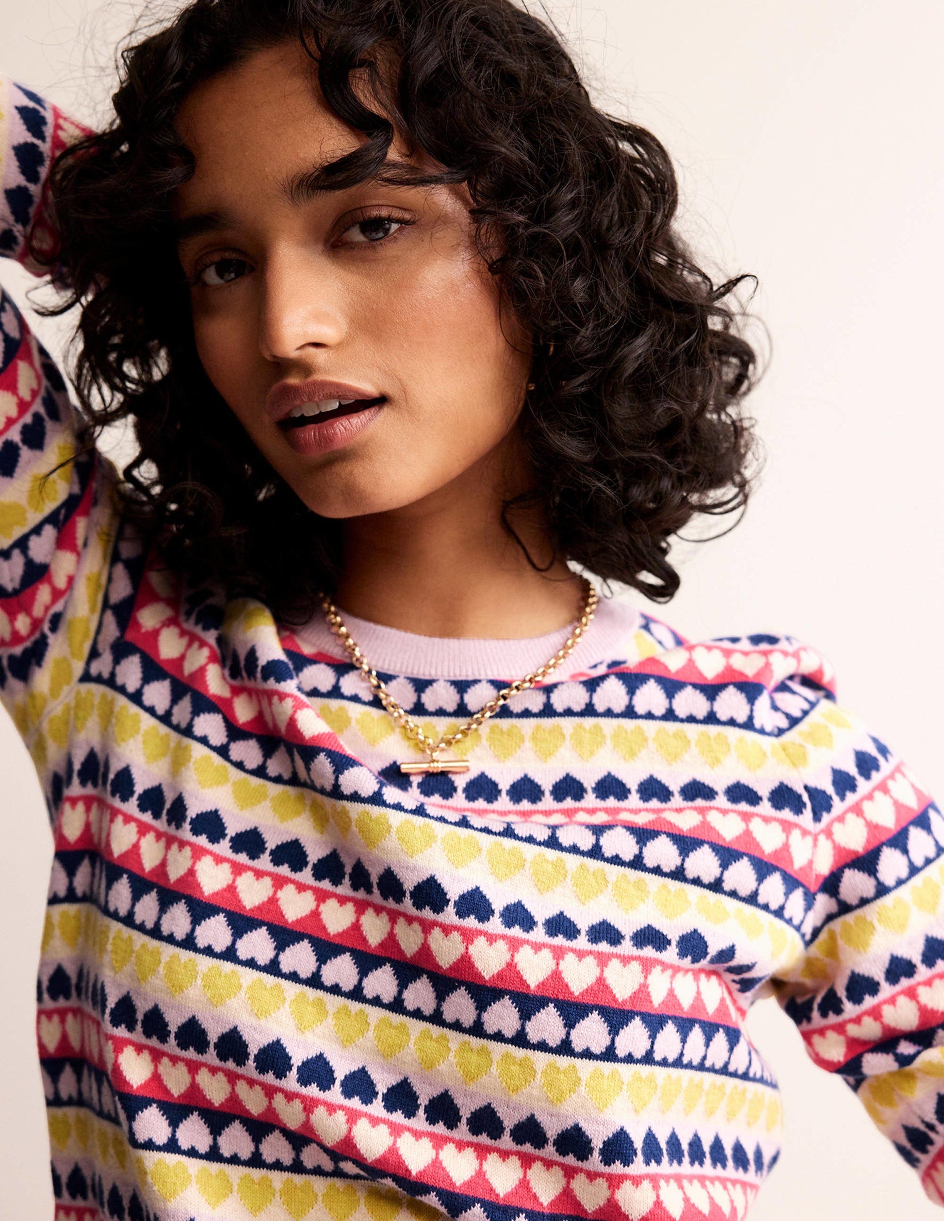 Isabel Heart Fair Isle Jumper-Multi, Ivory Geo Heart-1