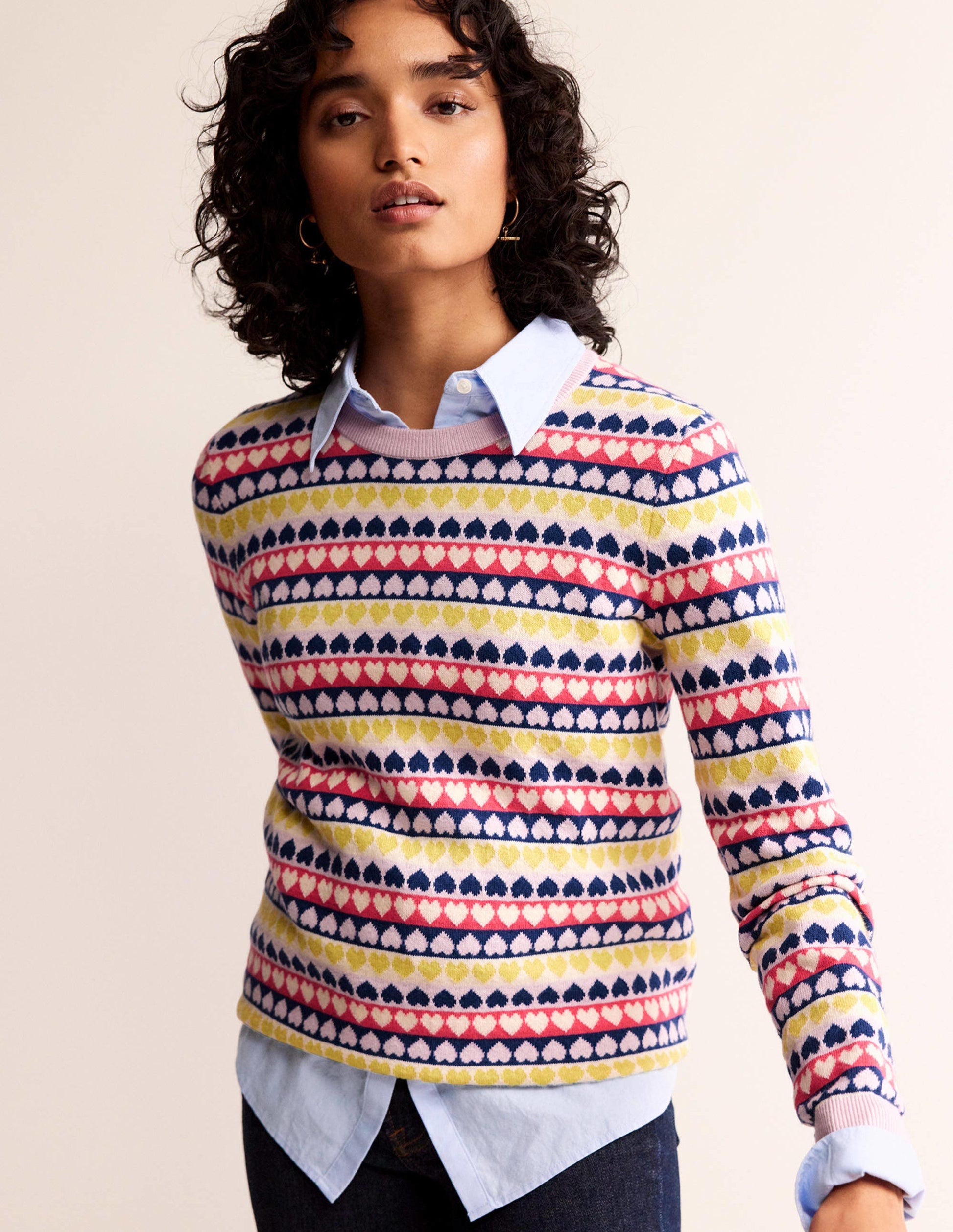 Isabel Heart Fair Isle Jumper-Multi, Ivory Geo Heart-2