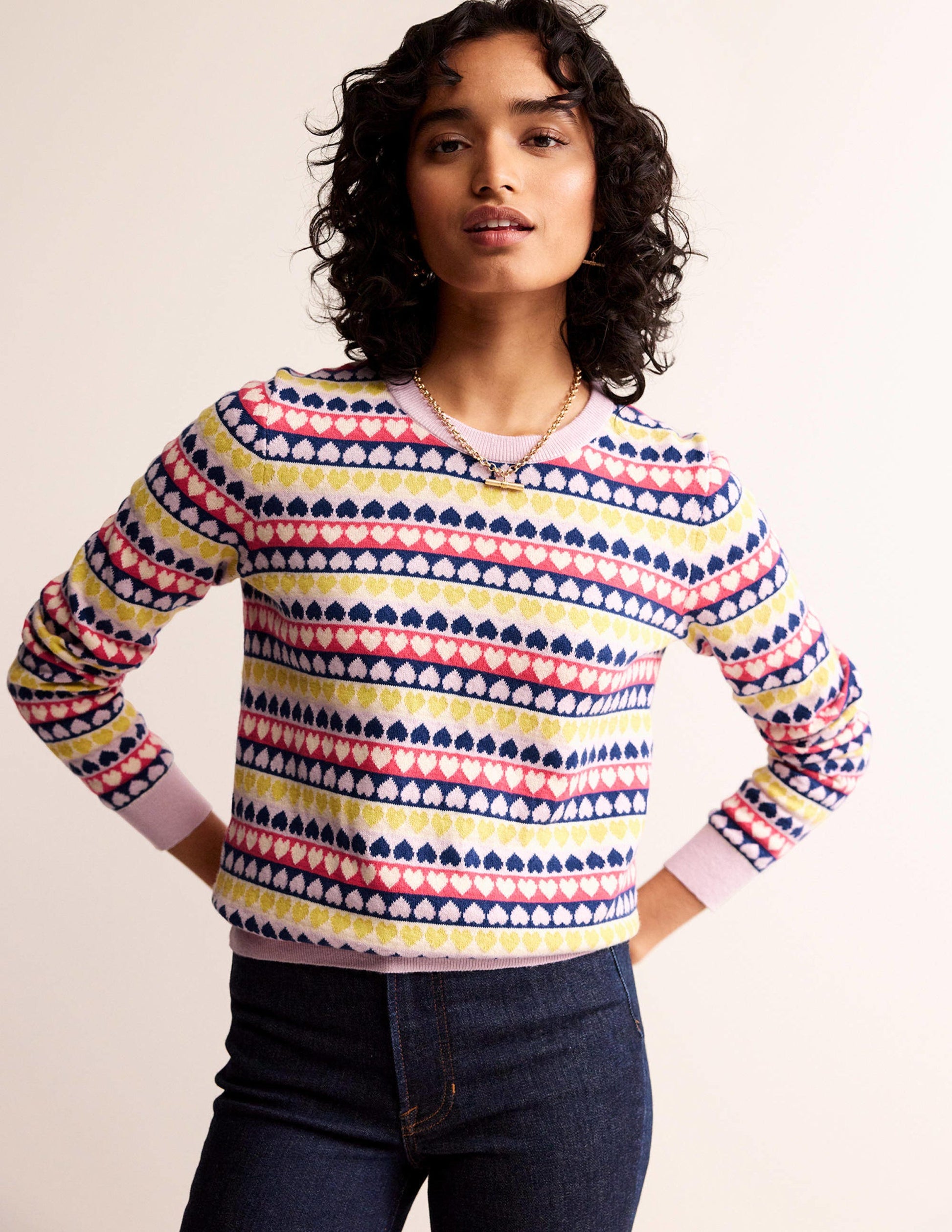 Isabel Heart Fair Isle Jumper-Multi, Ivory Geo Heart-4