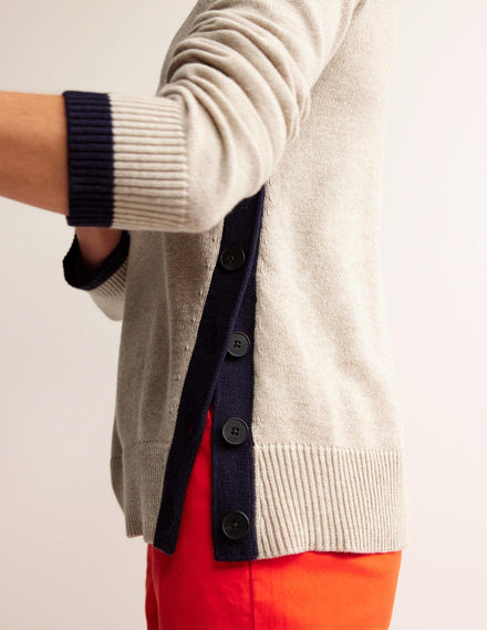Alma Contrast Trim Jumper-Chinchilla Melange, Navy